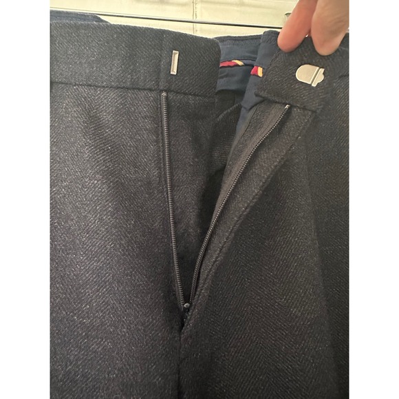 J Crew Bedford Men's Size 34x32 Wool Blend Dress Pants Navy Blue Herringbone - Picture 4 of 12